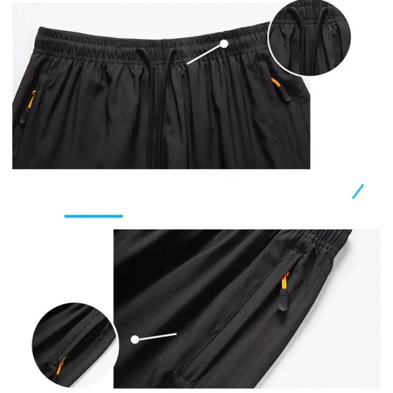 Shorts esportivos de secagem rápida masculino com bolsos de zíper