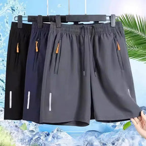 Shorts esportivos de secagem rápida masculino com bolsos de zíper